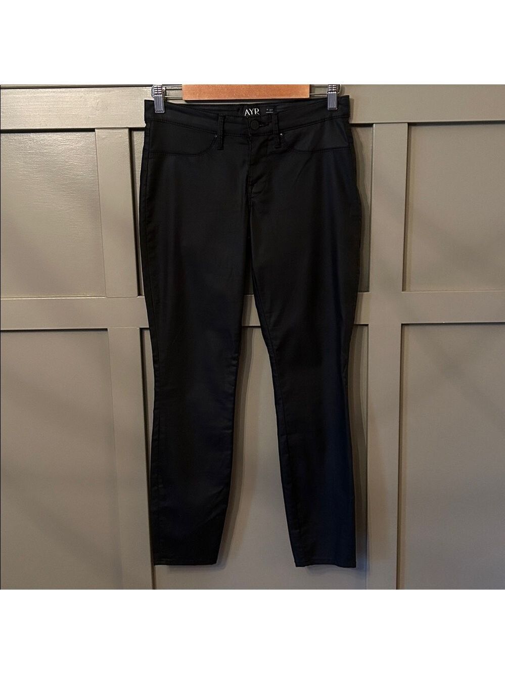 AYR Faux Leather Coated Canvas Denim Pants Black Size 27 x 28